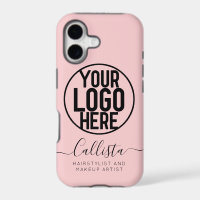Business Logo Pink Solid Colour Name Title