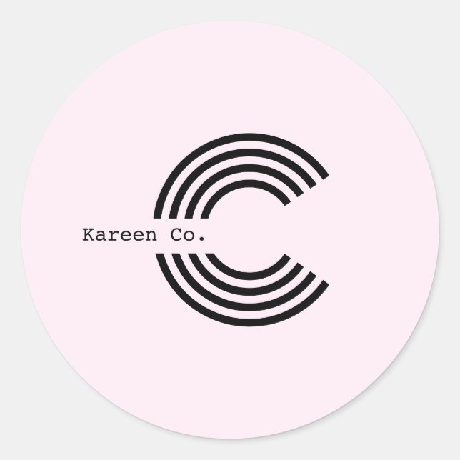 Business Logo Professional Blush Pink stylish Classic Round Sticker (Front)