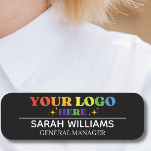 Business Logo Professional Corporate Modern Black Name Tag