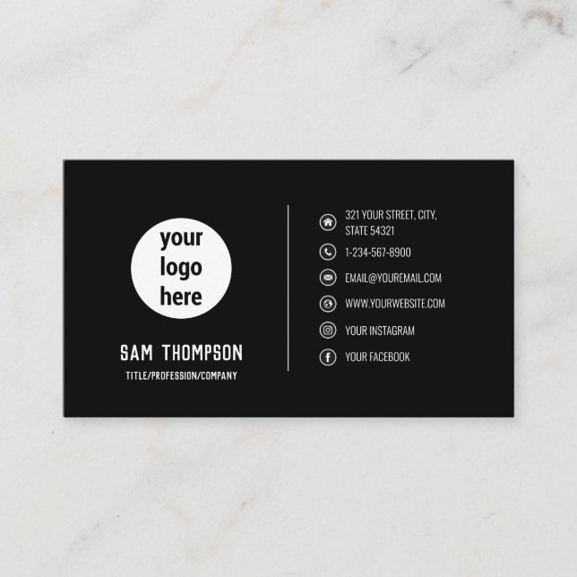 Business Logo Professional Minimalist Social Media Business Card (Front)