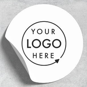Business Logo Professional Modern Minimal White Classic Round Sticker