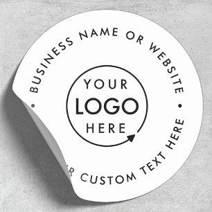 Business Logo Professional Modern Minimal White Classic Round Sticker