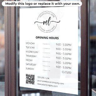 Business logo Professional Monogram Opening Hours