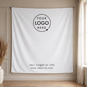 Business Logo Professional White Photo Backdrop Tapestry