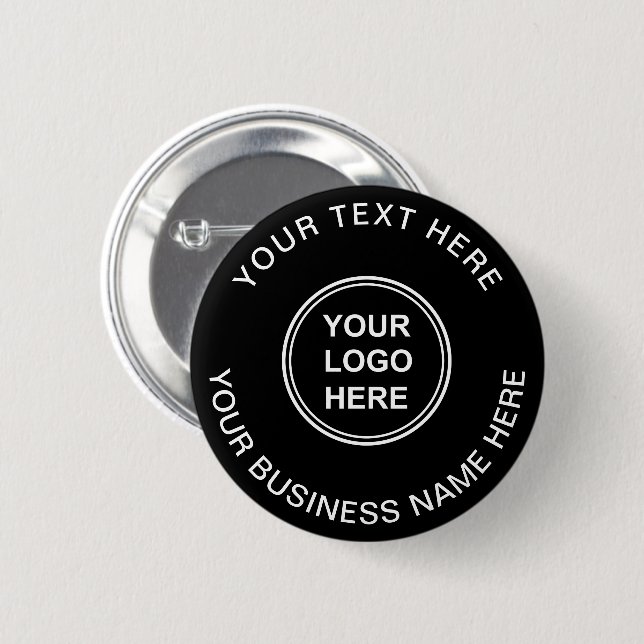 Business Logo Promotional Black 6 Cm Round Badge (Front & Back)