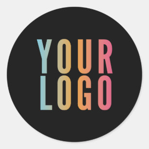 Business Logo Promotional Black Round Stickers