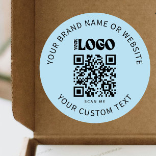 Business Logo Promotional Company Blue QR Code Classic Round Sticker