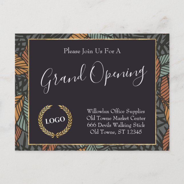 Business Logo Promotional Company Leaves Gold Postcard (Front)