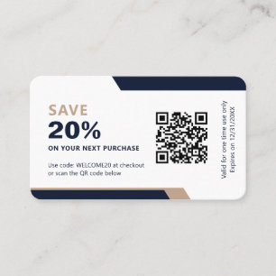 Business Logo Promotional Modern Navy Blue & Gold Discount Card