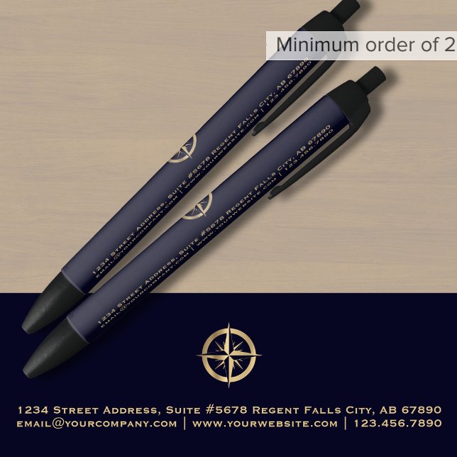 Business Logo Promotional Navy Blue Black Ink Pen (Creator Uploaded)