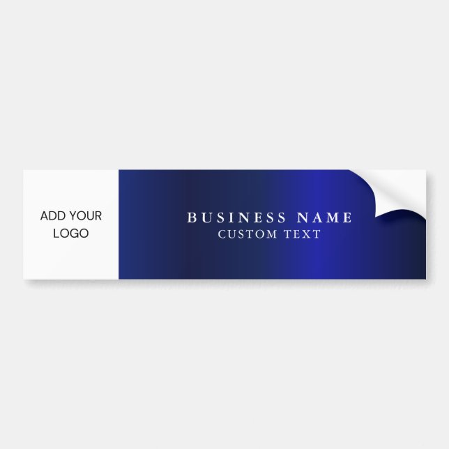 Business Logo Promotional Navy Blue Metallic Bumper Sticker (Front)