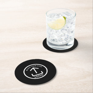 Business Logo Promotional Professional Gift Black Round Paper Coaster