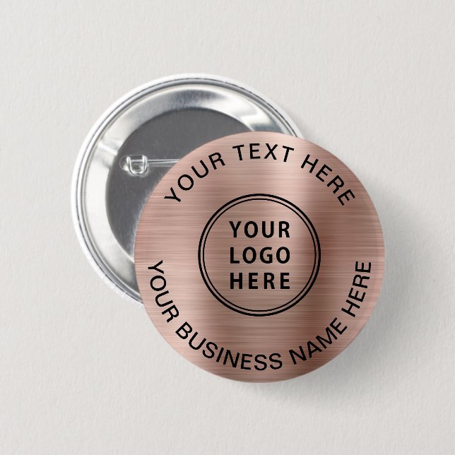 Business Logo Promotional Rose Gold 6 Cm Round Badge (Front & Back)