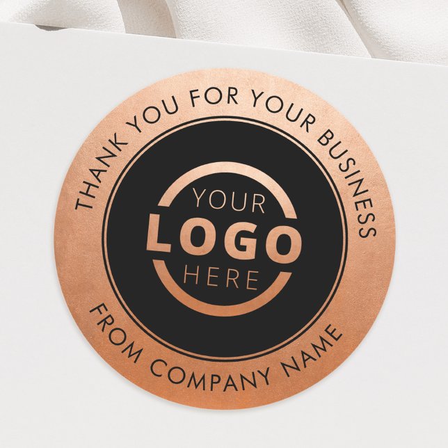 Business Logo Promotional Thank You Copper Classic Round Sticker (Creator Uploaded)
