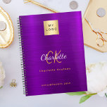 Business logo purple gold monogram glamourous 2025 planner<br><div class="desc">A purple background. Personalise and add your business logo,  monogram initials,  name and a title.  Golden and white letters. Your company logo both on front and on the back.</div>