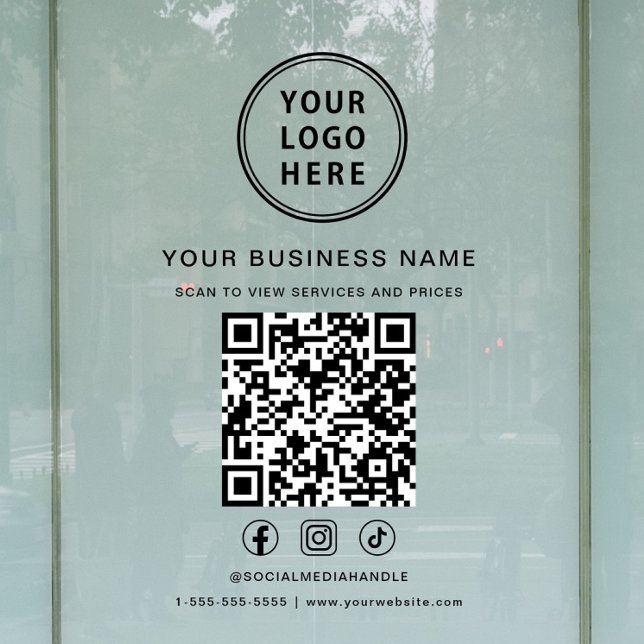 Business Logo QR Code (Business Logo Scan To View QR Code Window Cling)