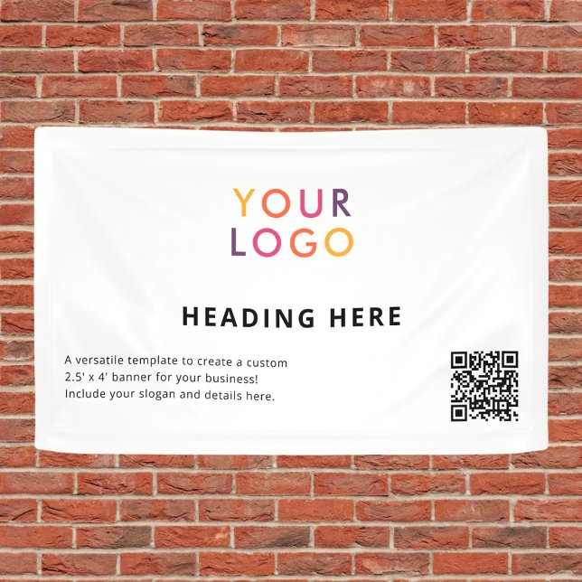 Business Logo QR Code  Advertising White Banner (Creator Uploaded)