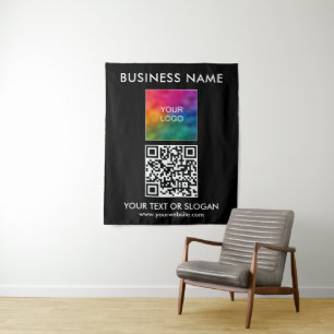 Business Logo QR Code Backdrop Party Event Seminar Tapestry