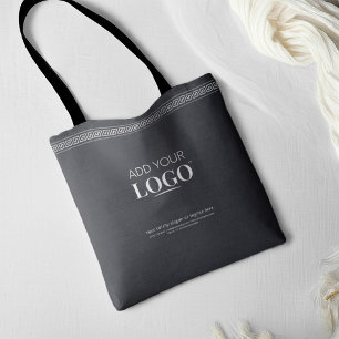 Business Logo QR Code Black Greek Key Promotional  Tote Bag