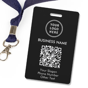 Business Logo QR Code Black ID Badge