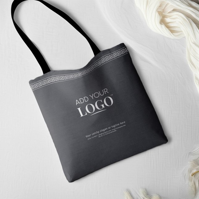 Business Logo QR Code Black Luxury Boutique Tote Bag (Creator Uploaded)