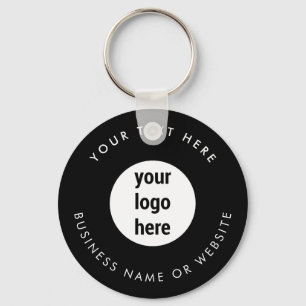 Business Logo QR Code Black Minimalist Business  Key Ring