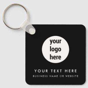 Business Logo QR Code Black Minimalist Business  Key Ring