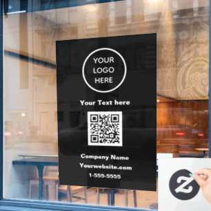 Business Logo QR Code Black Modern Promotional