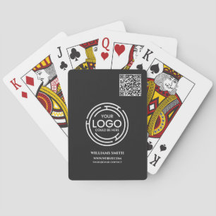 business Logo QR Code Branding Corporate Black Playing Cards