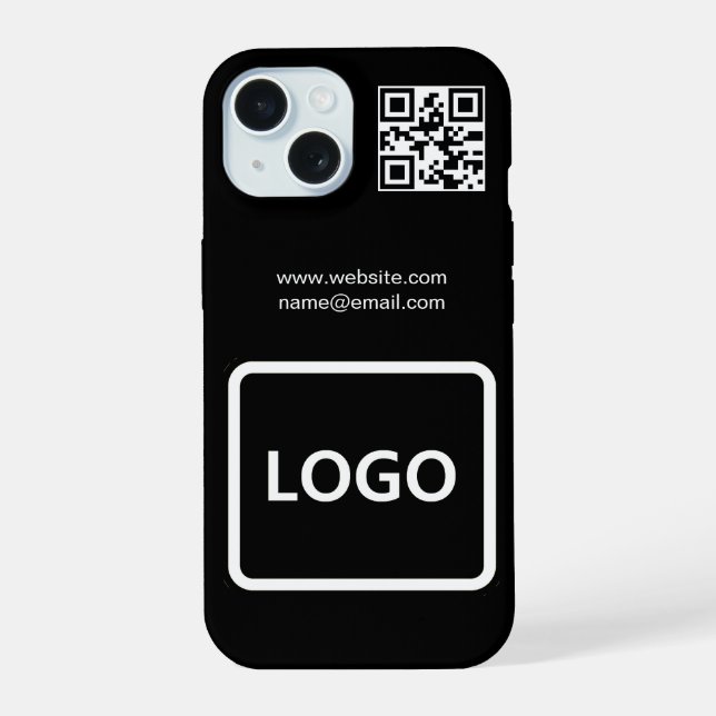 Business Logo QR Code Branding Simple iPhone Case (Back)
