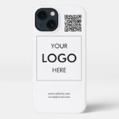 Business Logo QR Code Branding White iPhone Case (Back)