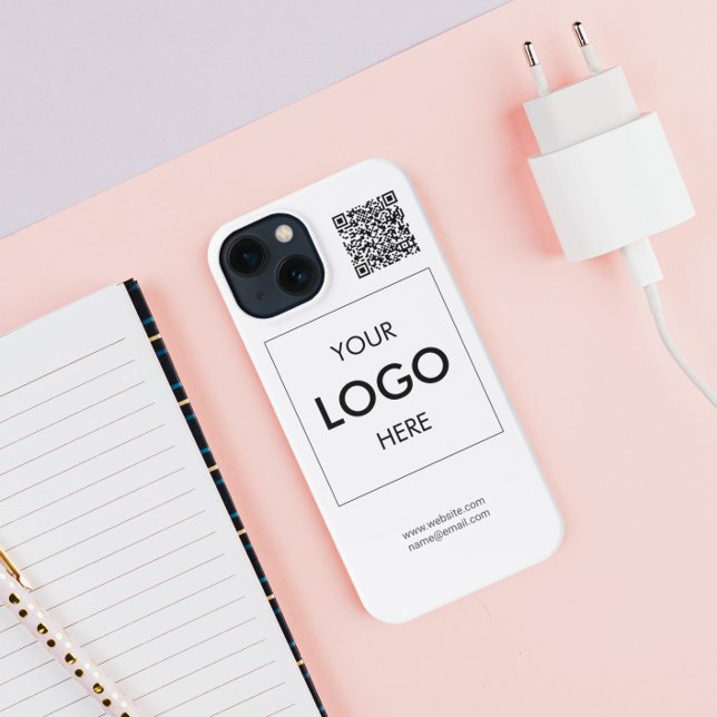 Business Logo QR Code Branding White iPhone Case