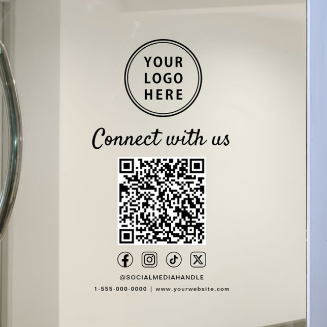 Business Logo QR Code Connect With Us (Business Logo QR Code Connect With Us Window Cling)