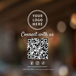 Business Logo QR Code Connect With Us White