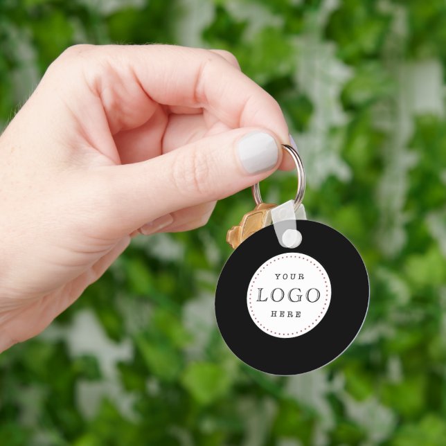 Business Logo QR Code Double Sided  Key Ring (Hand)