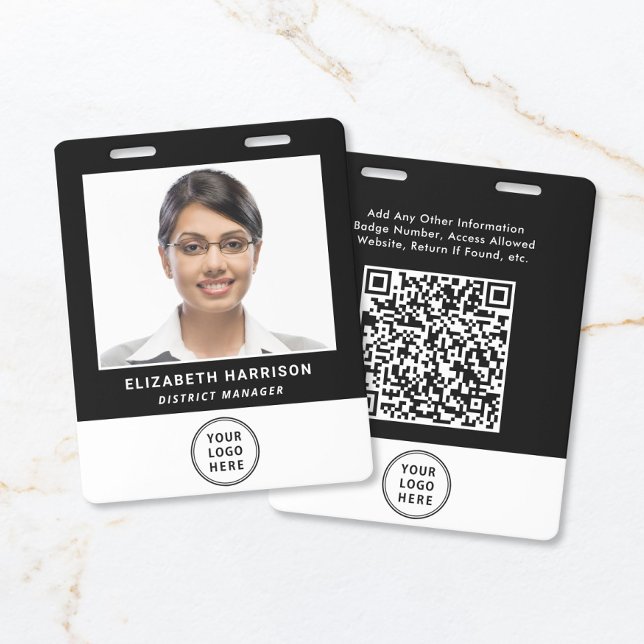 Business Logo QR Code Employee Photo ID Badge (Business Logo QR Code Employee Photo ID Badge)
