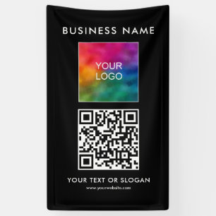 Business Logo QR Code Here Vertical Elegant Modern Banner