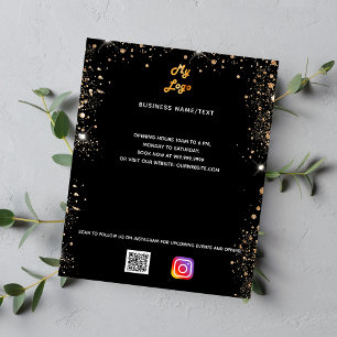 Business logo qr code instagram black gold flyer