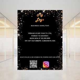 Business logo qr code instagram black gold poster