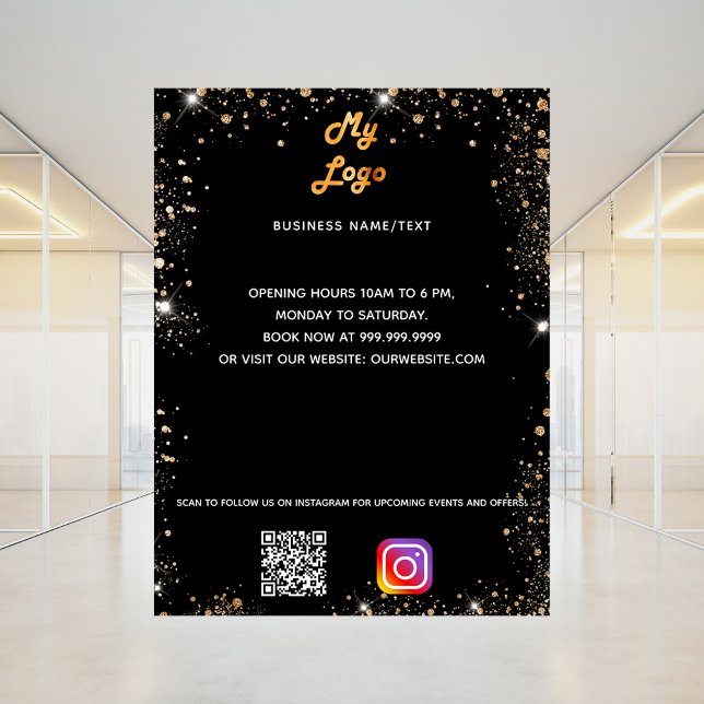 Business logo qr code instagram black gold poster (Creator Uploaded)