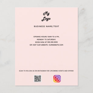 Business logo qr code instagram blush rose gold flyer