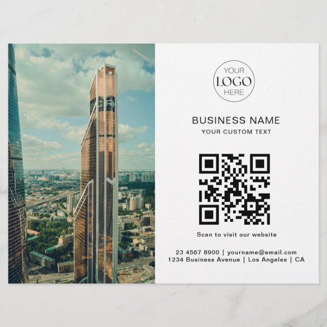 Business Logo QR Code Marketing Modern Photo  Flyer (Front)