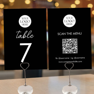 Business Logo QR Code Menu Modern Minimalist Table Number