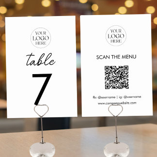 Business Logo QR Code Menu Modern Minimalist Table Number