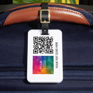 Business Logo QR Code Name Text Template Luggage Tag