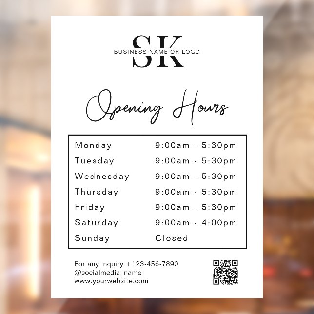 Business Logo Qr Code Opening Times Hours (Sheet 2)