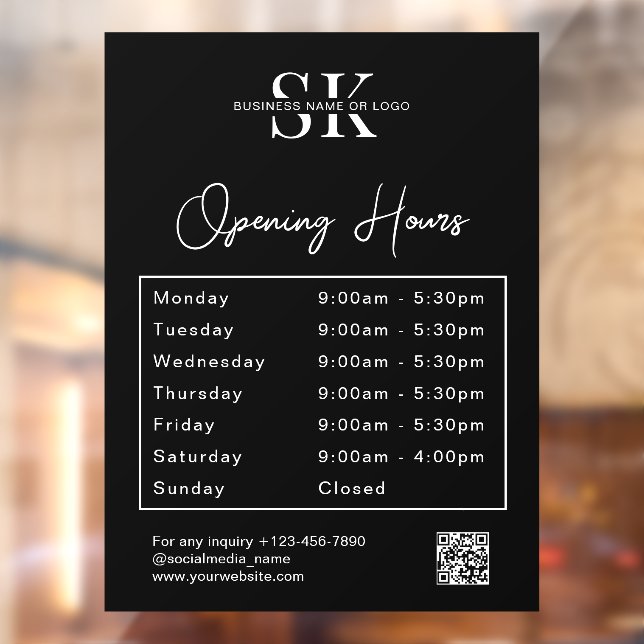 Business Logo Qr Code Opening Times Hours (Sheet 2)
