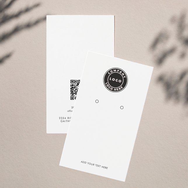 Business Logo QR Code Plain Earring Display Card (Business Logo and QR Code Earrings Display Vertical Card)