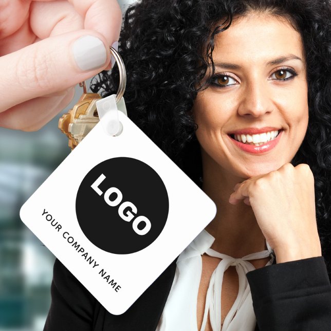 Business Logo QR Code Promotional Key Ring (Modern Business Company QR Code Logo Promotional Keychain)