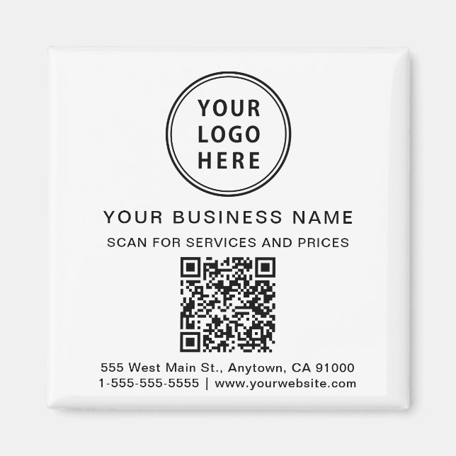 Business Logo QR Code Promotional Magnet (Front)